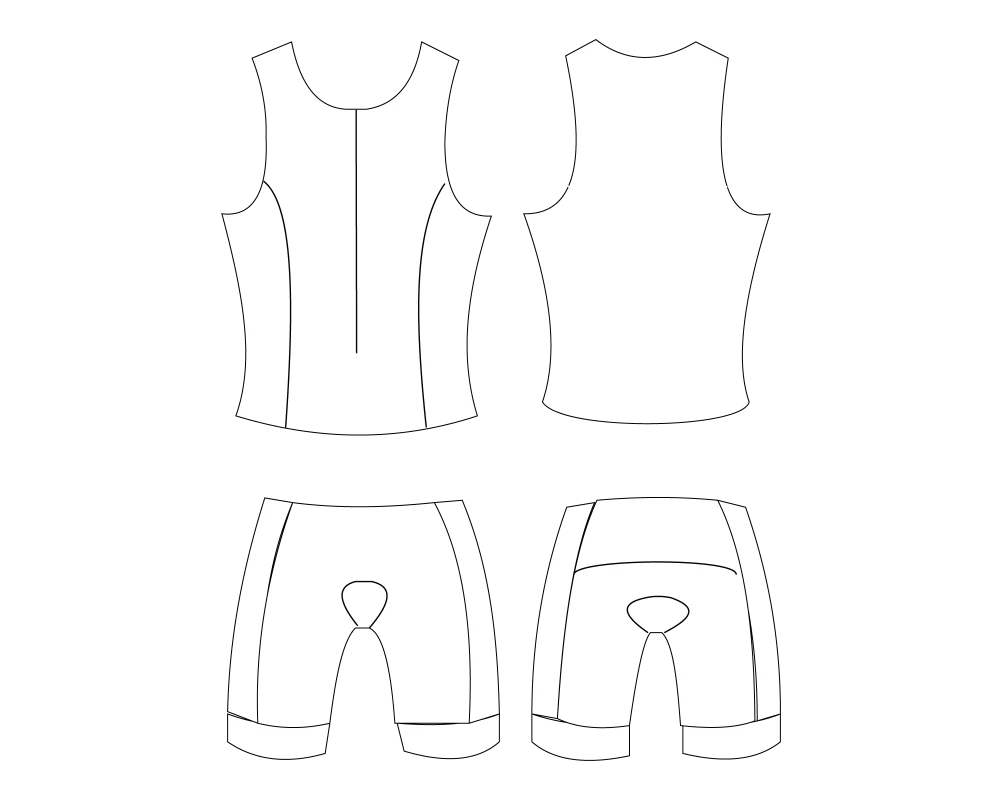 Tri-Top-Short, frente y espalda (referencia)